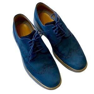 Cole Haan Original Grand Wingtip Oxford Sz 13 Shoes Blue Nubuck Comfort Casual
